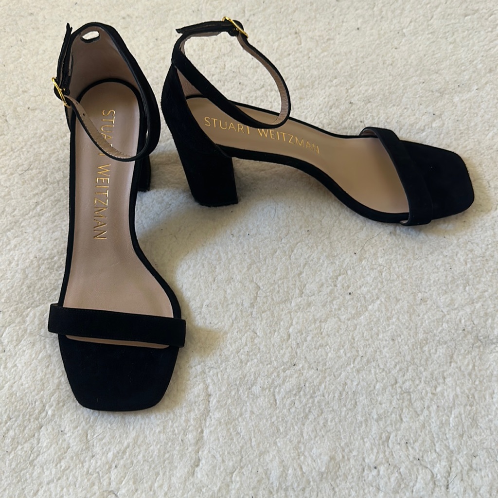 Stuart Weitzman | Black Nearlynude Ankle Strap Heel Sandal Size 7